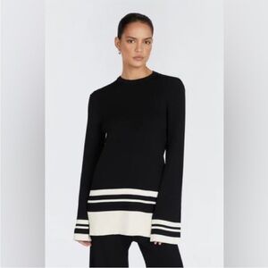 Dissh Black and White Striped Long Sleeve Top- NWT